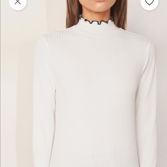 New J.CREW Contrast Trim Ribbed Roll Neck Sweater XXS White - Picture 4 of 7